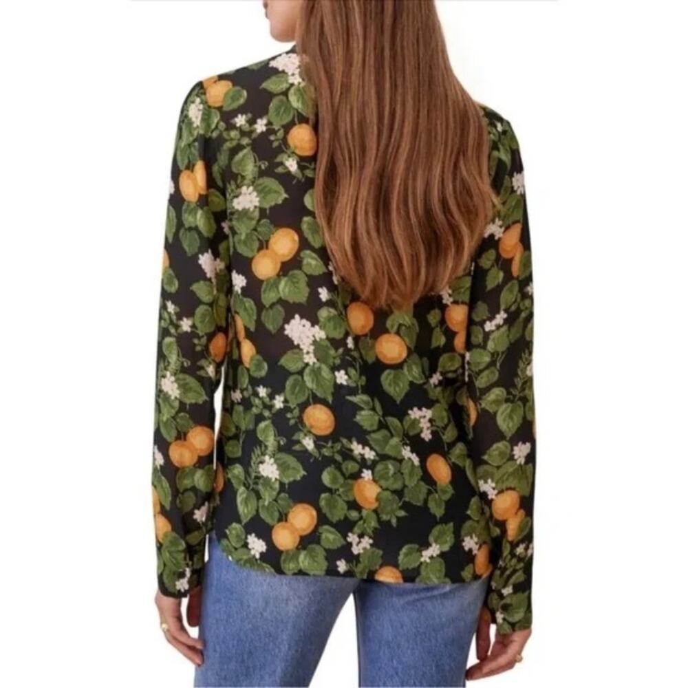Reformation Violet Long Sleeve Button Front Blouse In Clementine Oranges Small - Picture 10 of 11